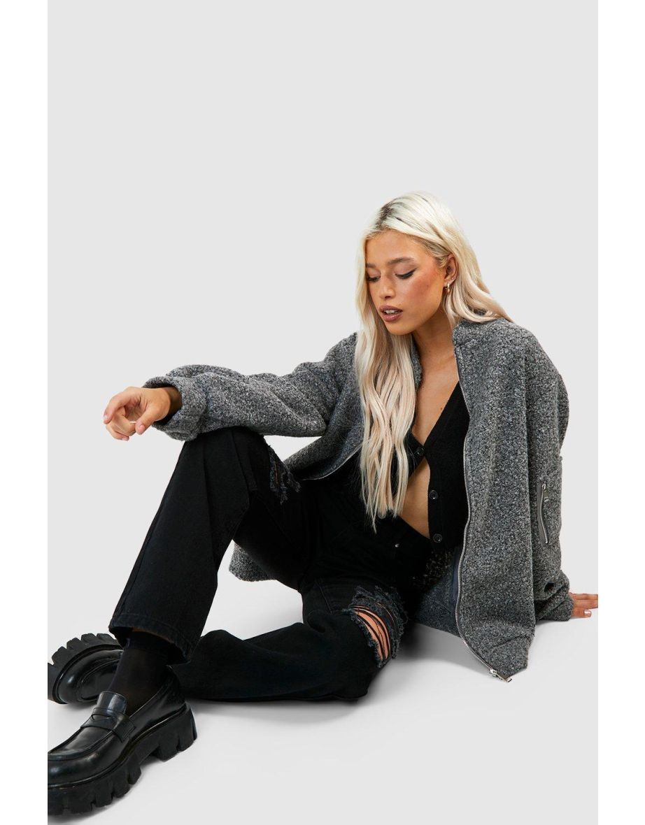 High Waisted Distressed Ripped Straight Leg Jean - black - 3
