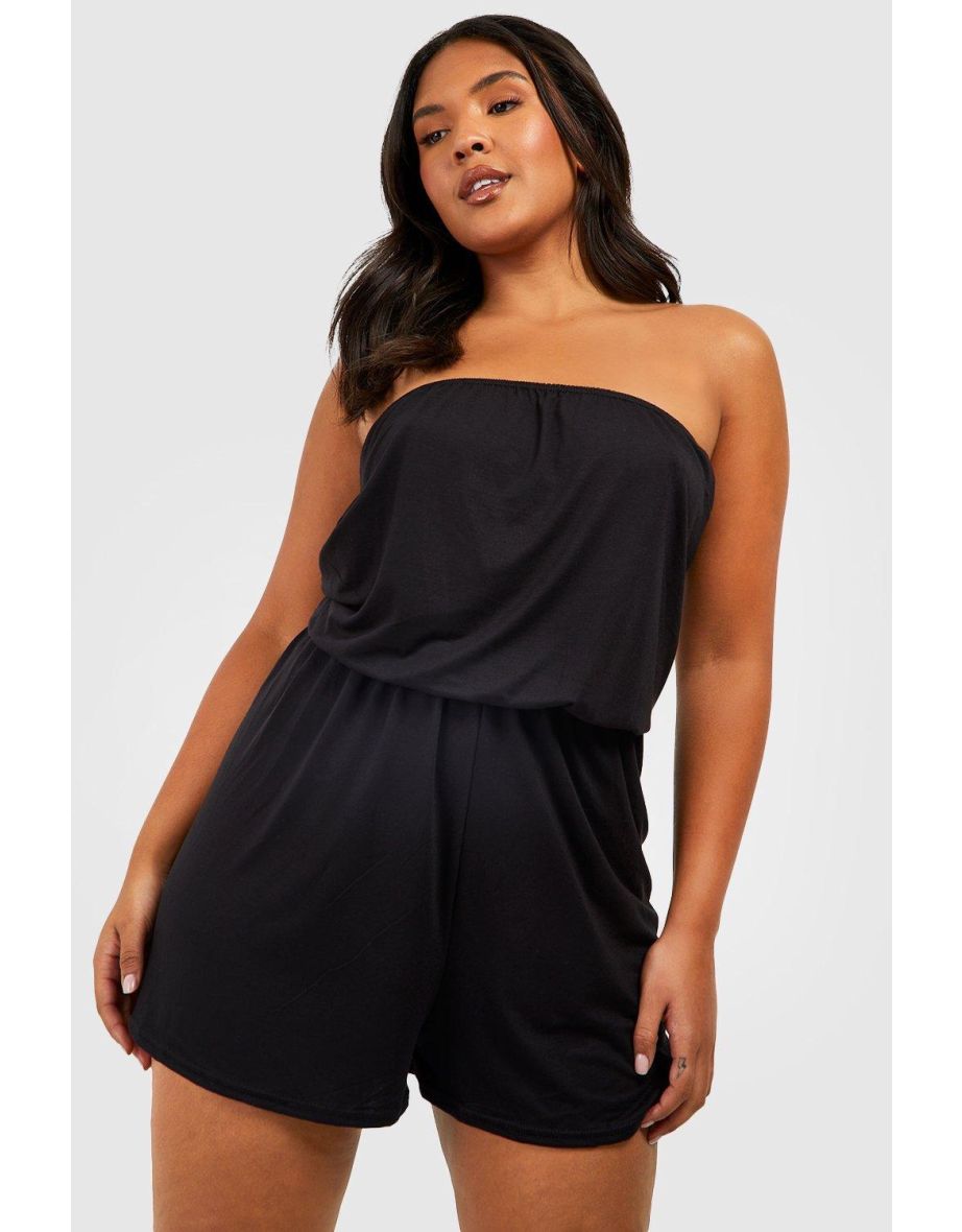 Shop Plus Jersey Beach Bandeau Playsuit black Online in Oman VogaCloset