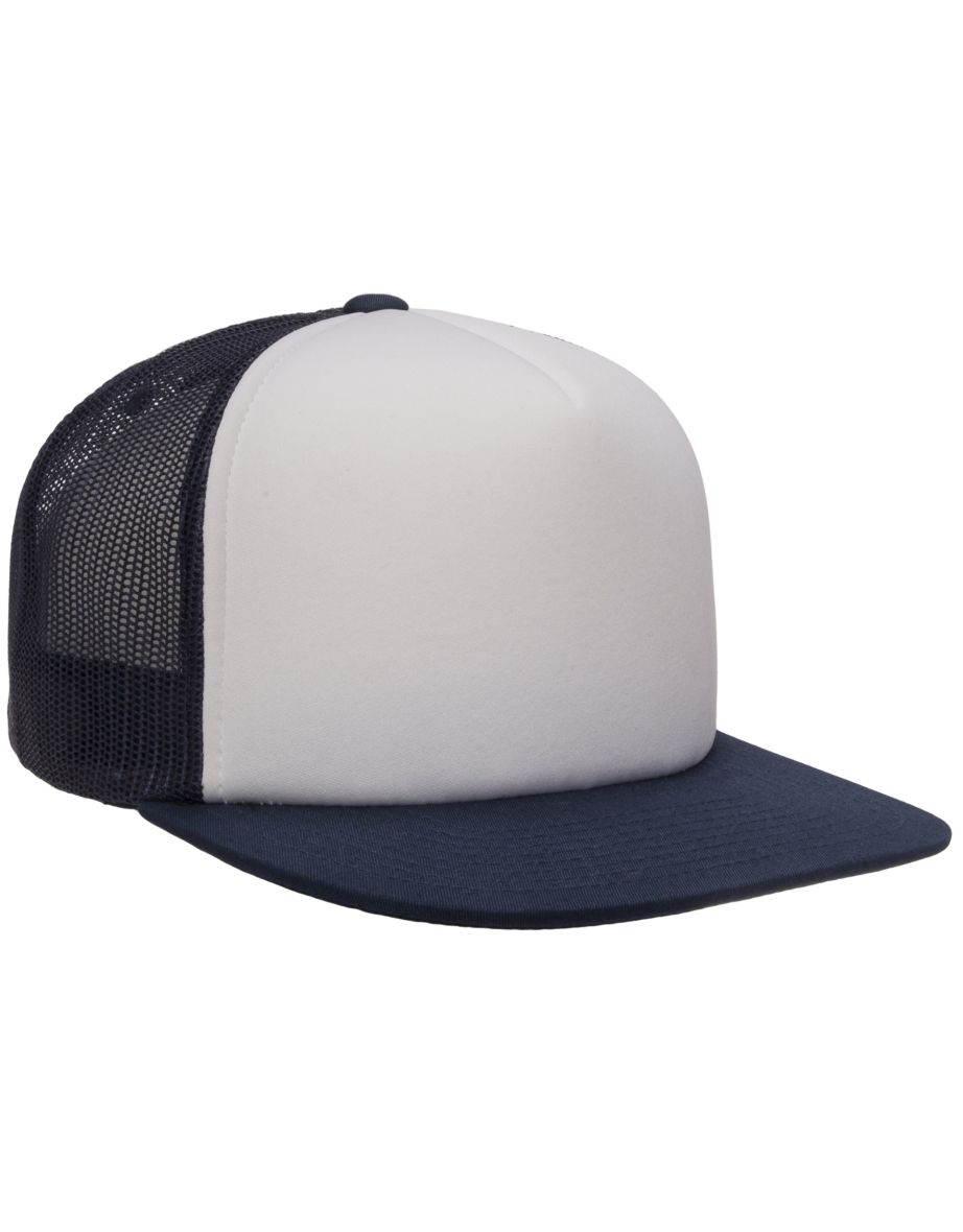 Flexfit By Yupoong Foam Trucker Cap With White Front - Navy/White/Navy - 3
