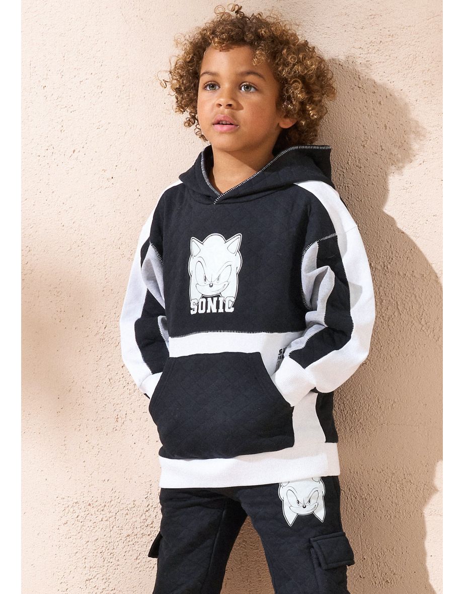 Sonic Black Mix Textured Block Hoodie