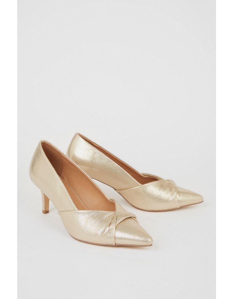 Wide Fit Delina Twist Front Kitten Heel Court Shoe - 2