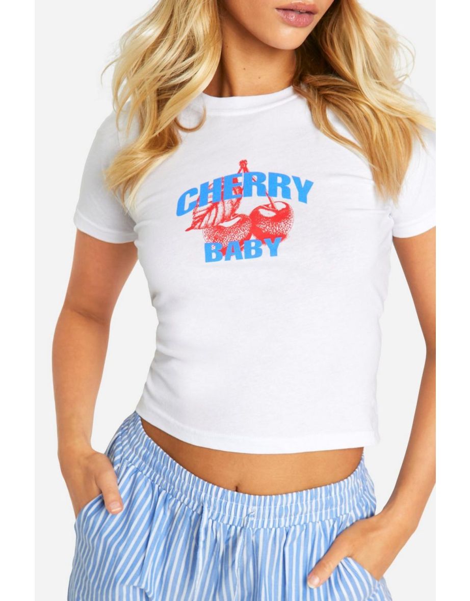 Cherry Baby Slogan Baby Tee - white - 3