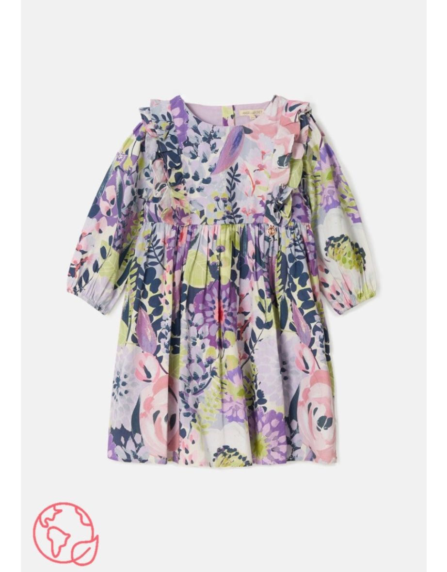 Ellie Orchid Ruffle Print Dress - 3