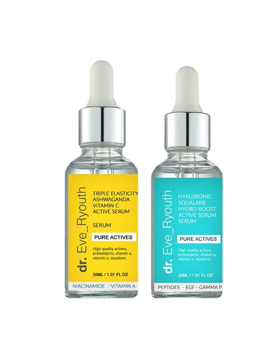 Hyaluronic acid Squalane Hydro Boost active serum 30ml + Triple Elasticity Ashwaganda Vitamin C Powerful Active Serum 30ml