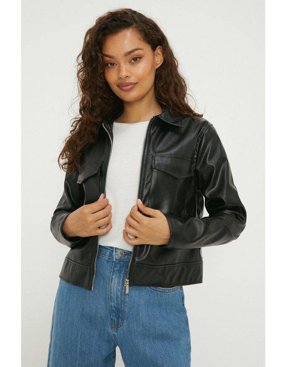 Dorothy perkins petite leather jacket best sale