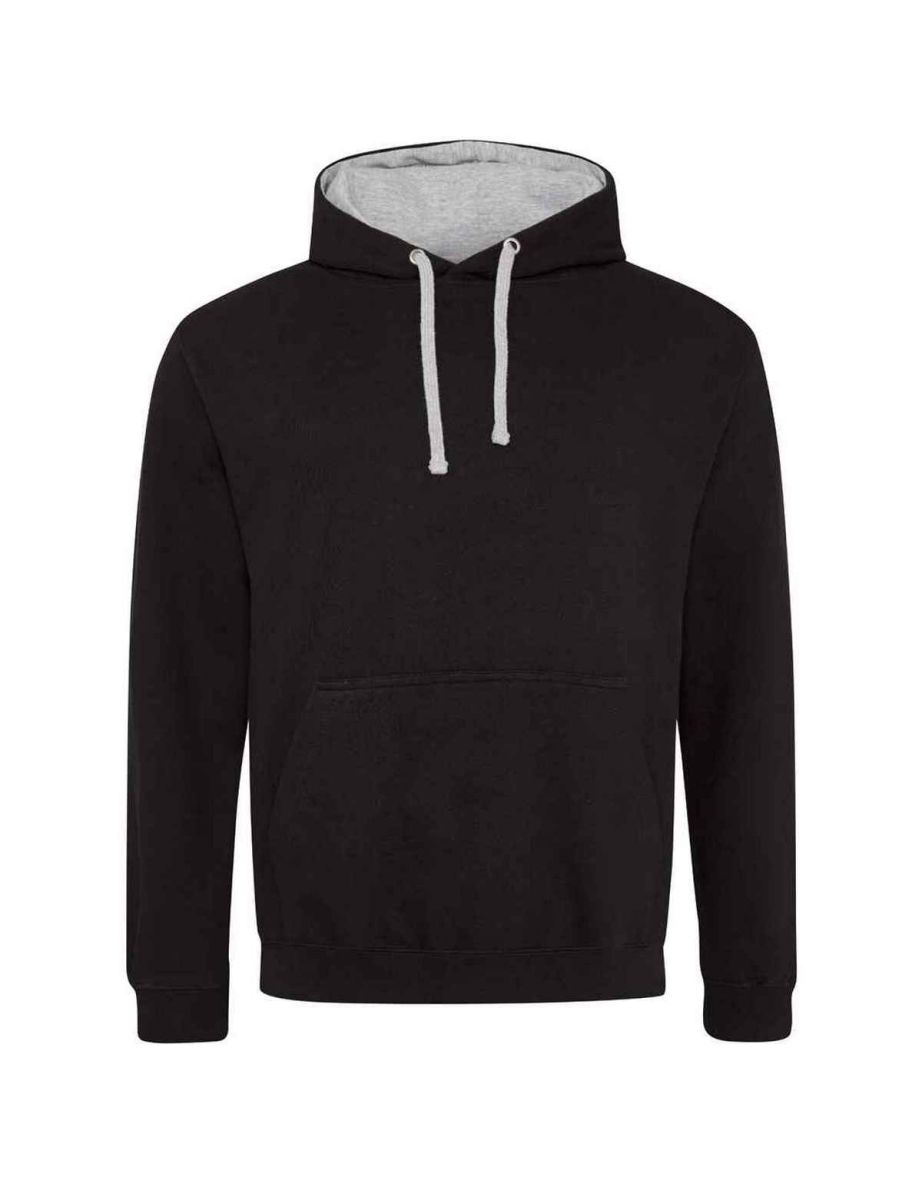 Awdis Womens/Ladies Varsity Hoodie - Jet Black/Heather Grey