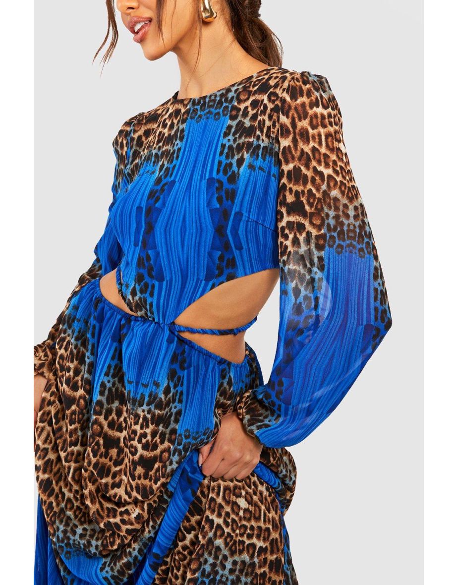 Leopard Ombre Cut Out Maxi Dress - brown - 3