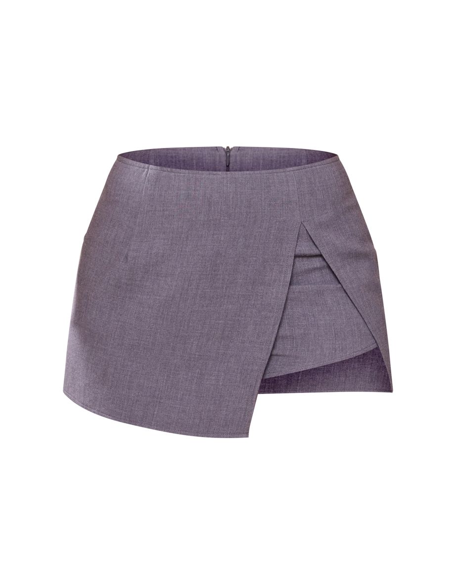 Charcoal Woven Split Side Mini Skort - 5