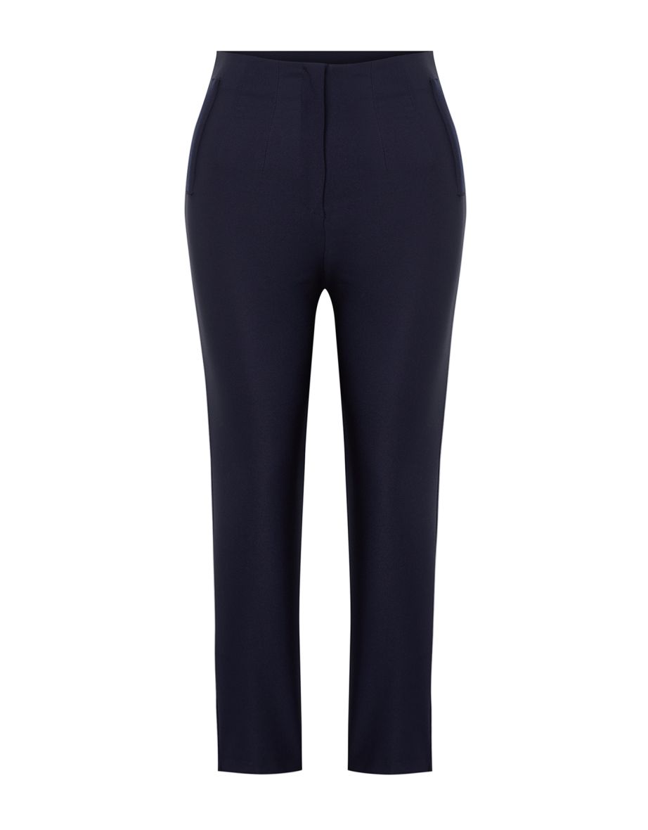 Navy Blue Cigarette Woven Trousers