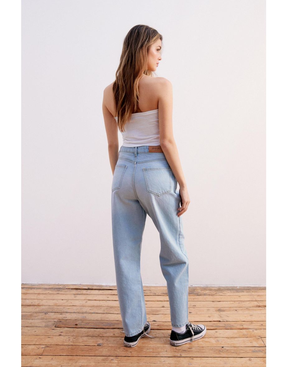 Petite High Waist Denim Mom Jeans - 3