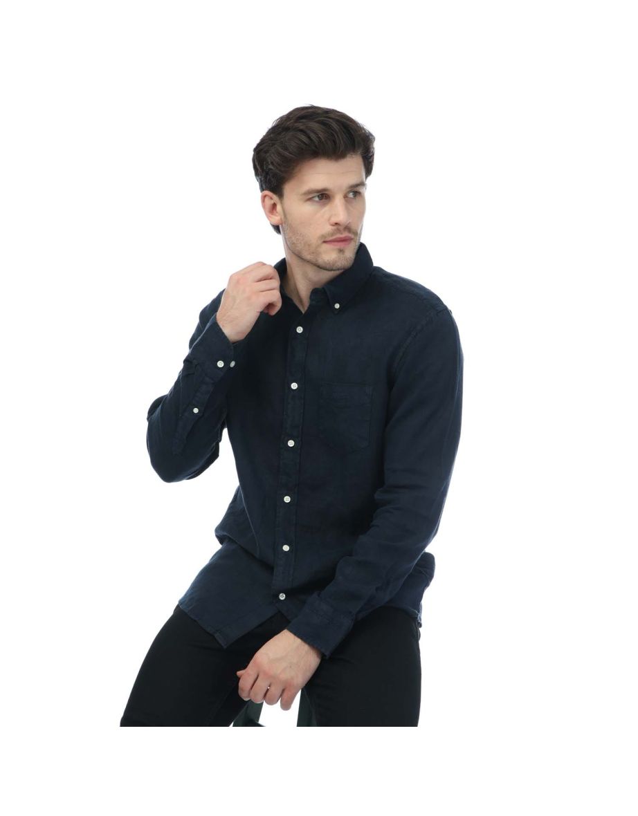 Men's Gant Regular Ut Garment Dyed Linen Shirt in Blue - 3