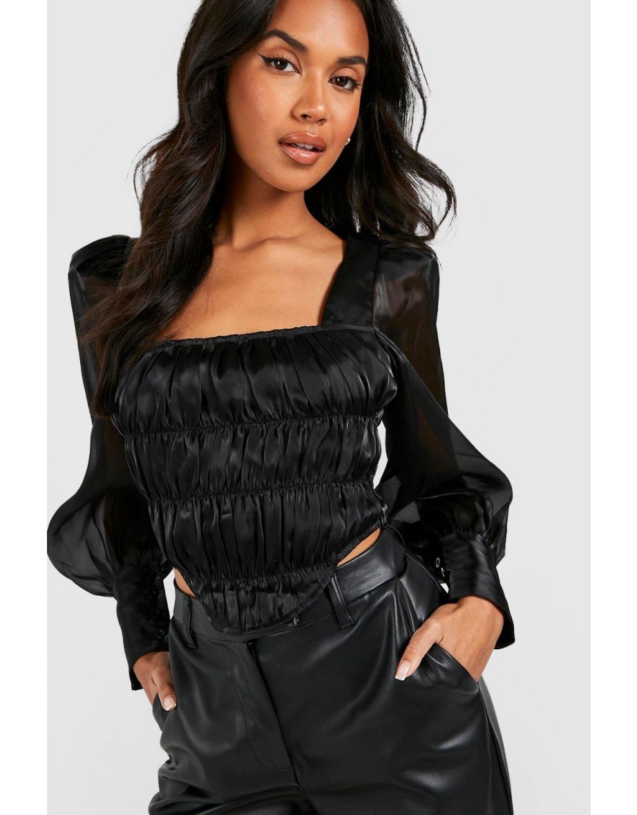 Boohoo Strappy Square Neck Longline Corset Top in Black