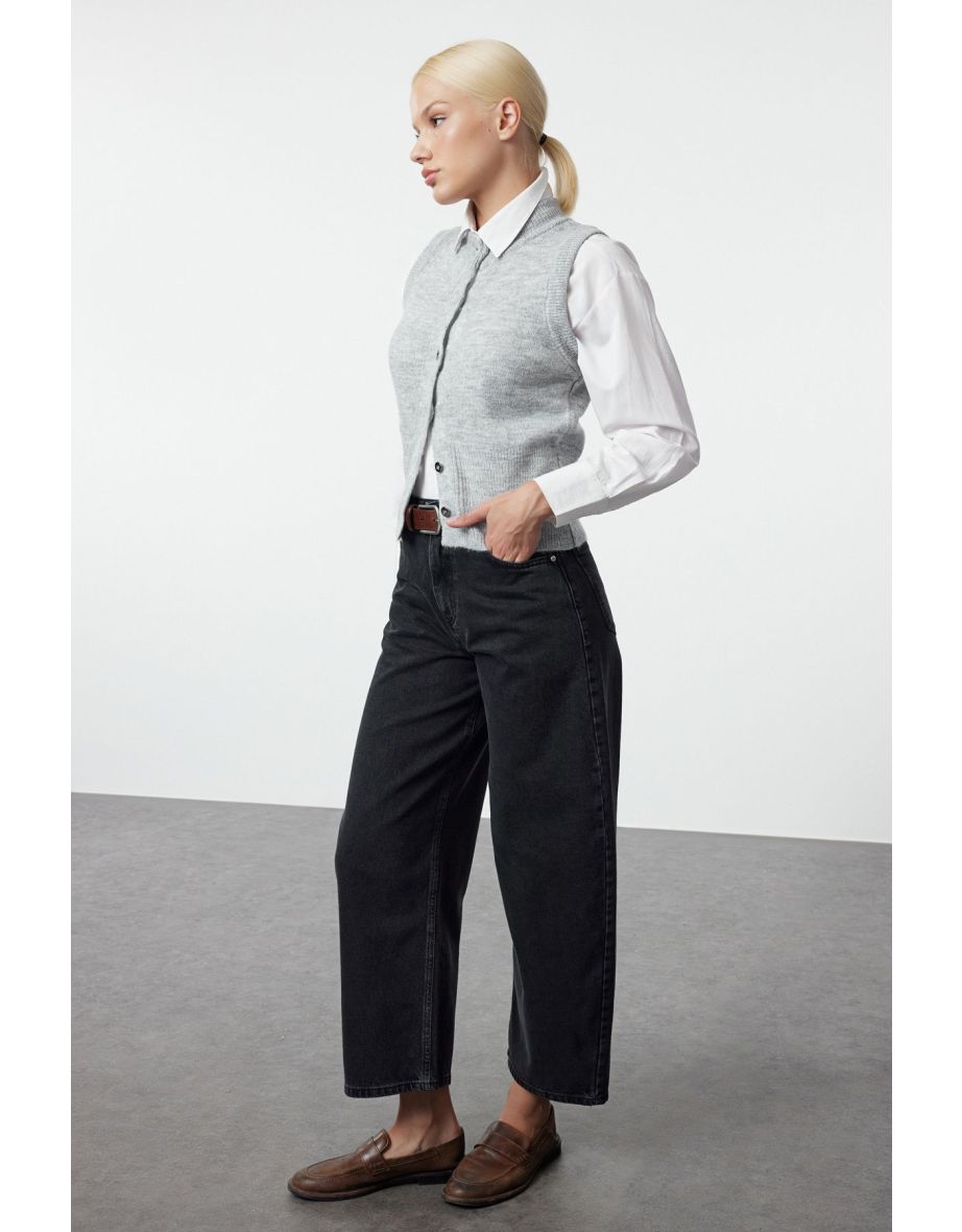 Black High Waist Ballon Fit Jeans - 4