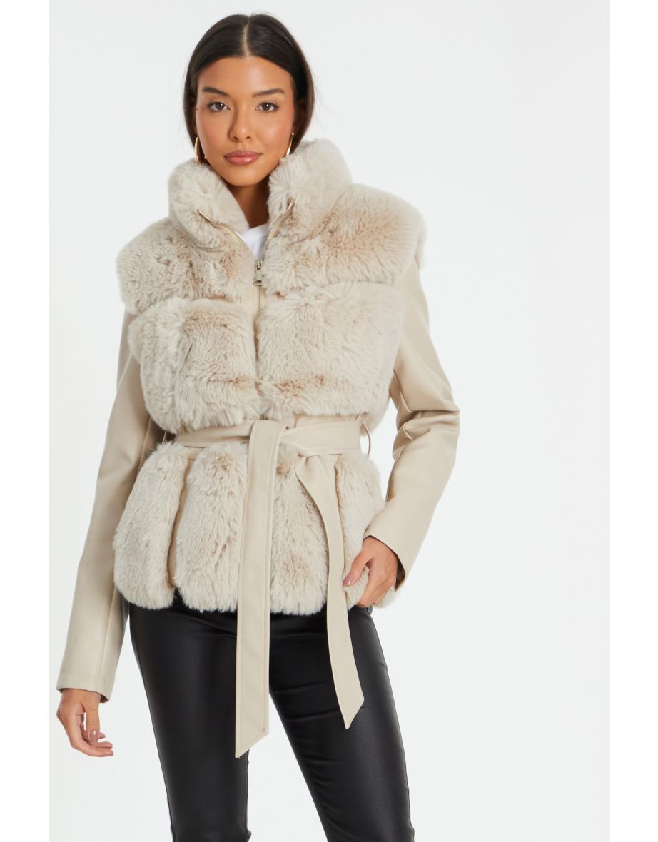 Quiz stone fur jacket hotsell