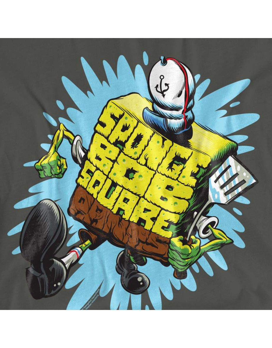 SpongeBob SquarePants Unisex Adult Letter T-Shirt - Charcoal - 3