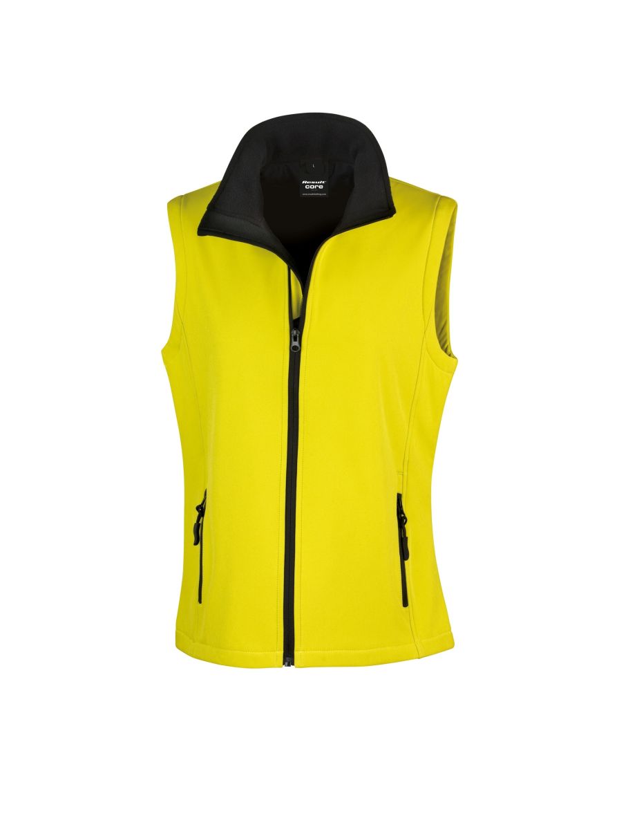 Result Core Womens/Ladies Printable Softshell Bodywarmer - Yellow /Black