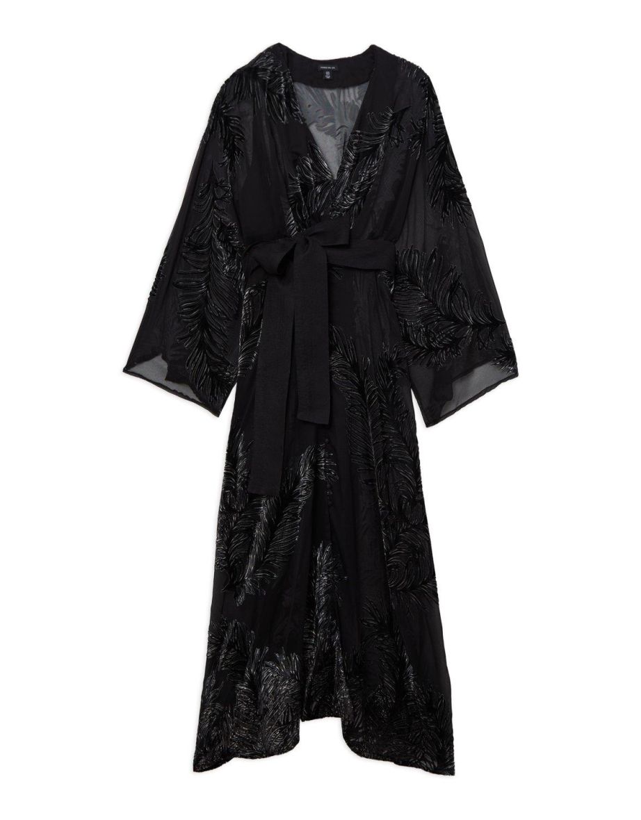 Plus Size Feather Devore Woven Kimono Maxi Dress - 3