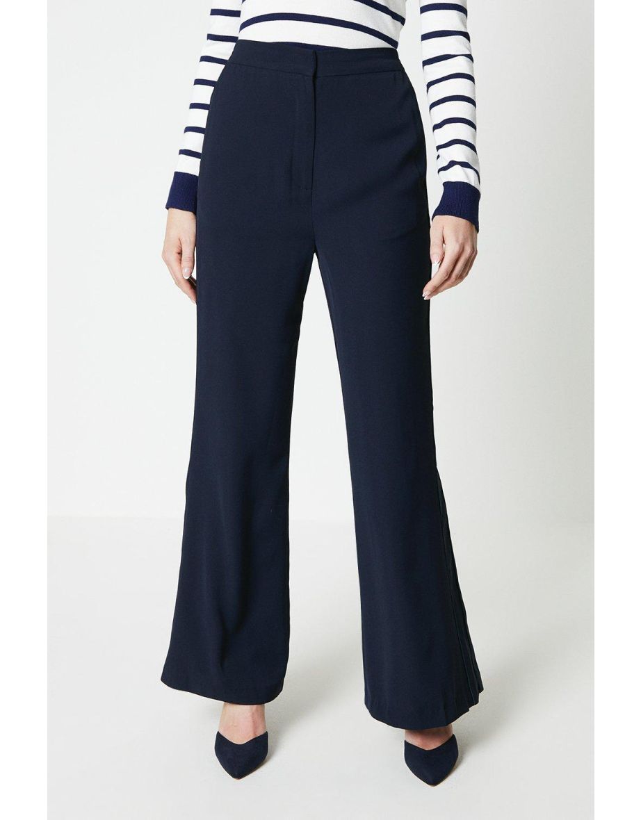 Shop Pipe Detail Wide Leg Trouser navy Online in Oman VogaCloset