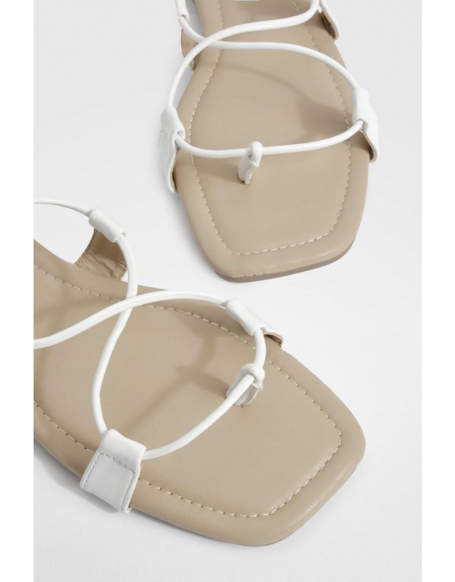 Wide Fit Caged Gladiator Sandals - white - 3