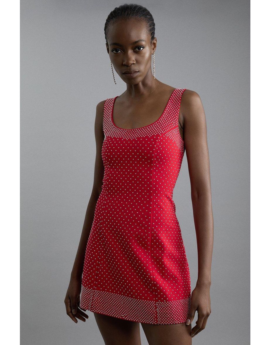 Studded Ponte Jersey Mini Dress