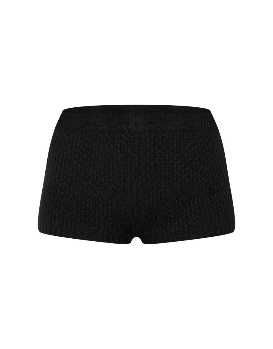 Black Cross Stitch Knitted Mini Shorts - 5