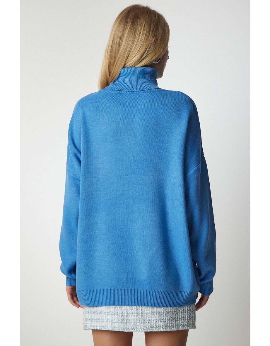 Happiness İStanbul Blue Knitted Sweater - 4