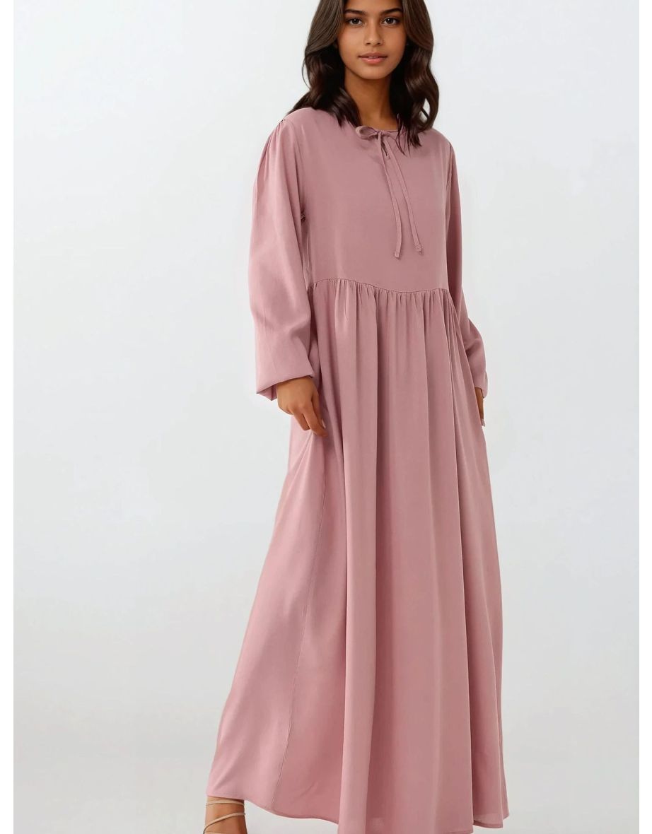 Maxi Dress with A-Form Fit and Crew Neck