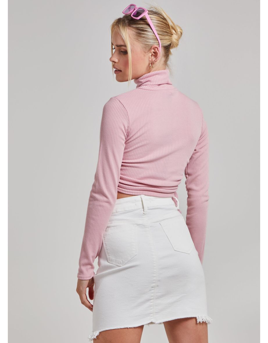 SOUR - Ruched Crop Ribbed Top - 4