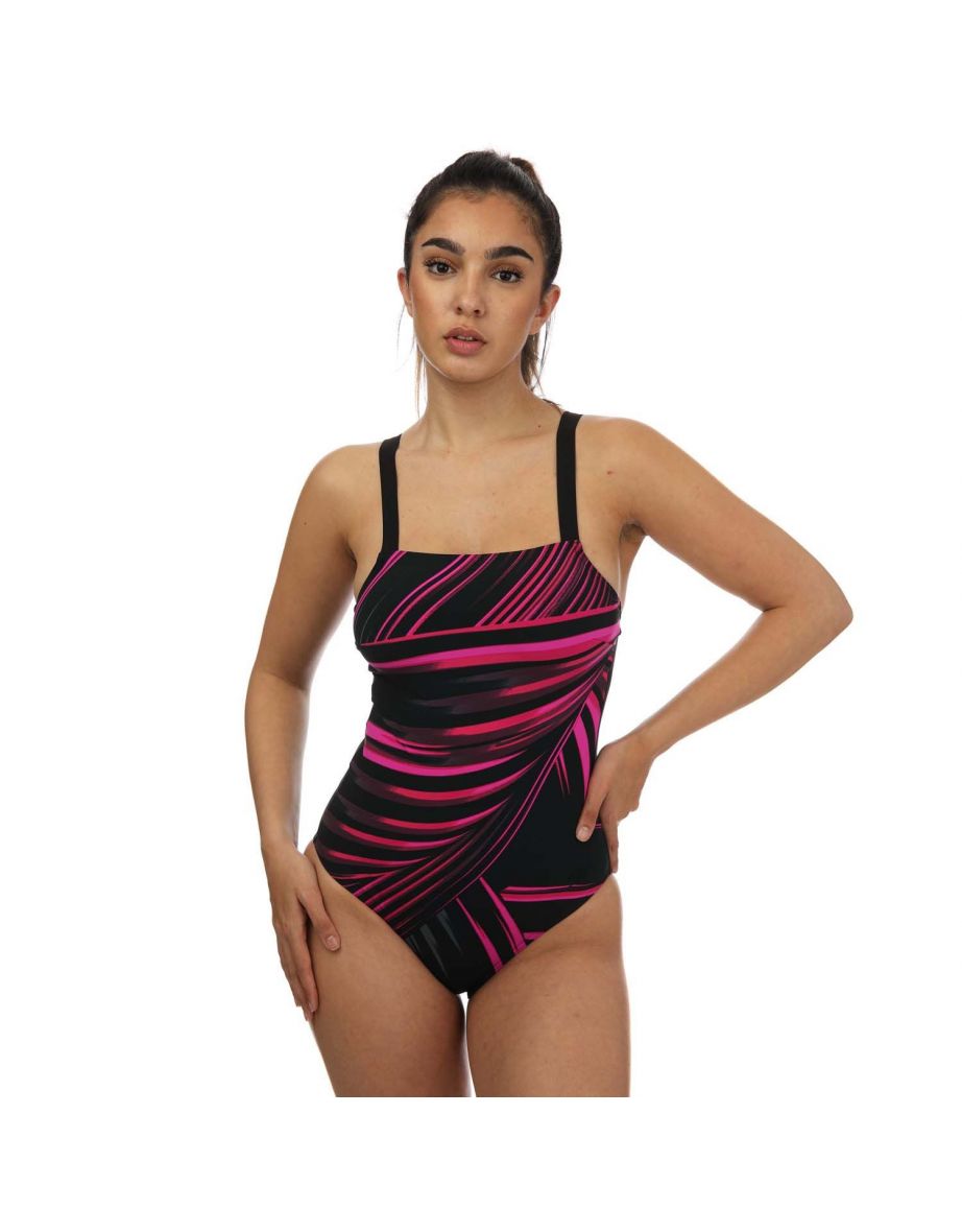 Women's Speedo Sculpture Amberglow Printed Swimsuit in Black - 4