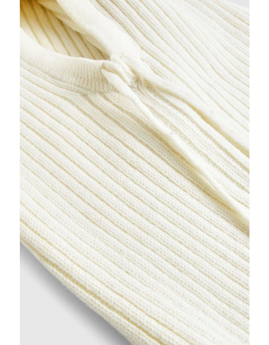 Rib Knit Hood Snood - cream - 2
