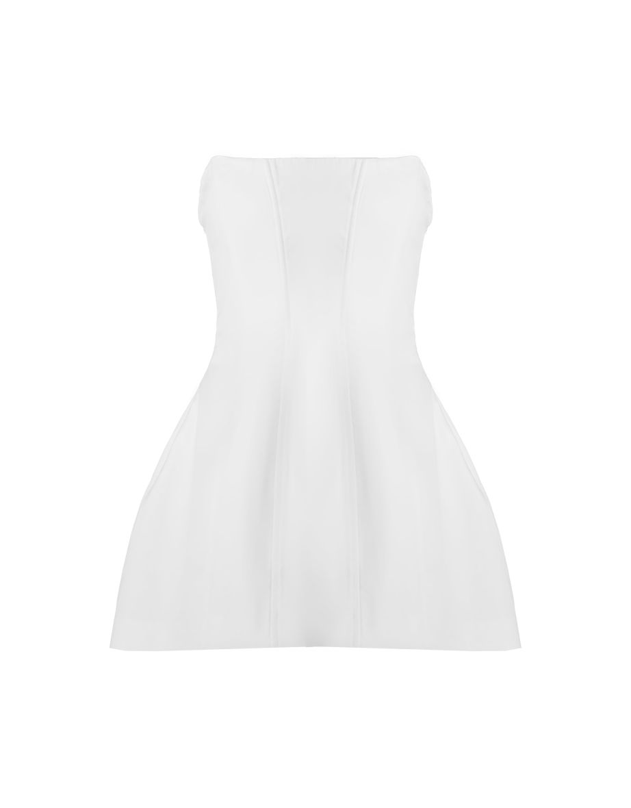 Premium White Woven Boned Bandeau Detail Shift Dress - 4