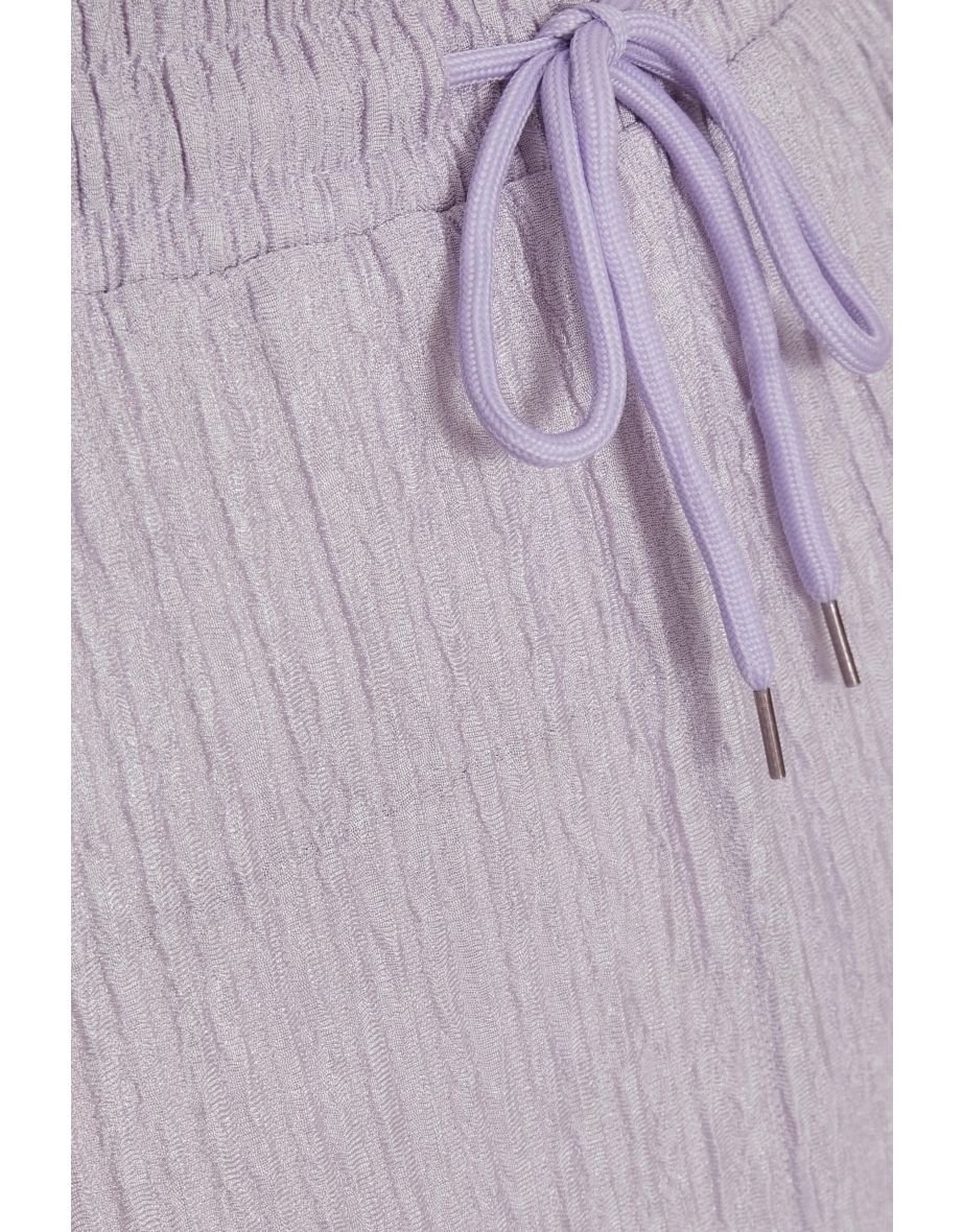 Lilac Textured Palazzo Trousers - 5