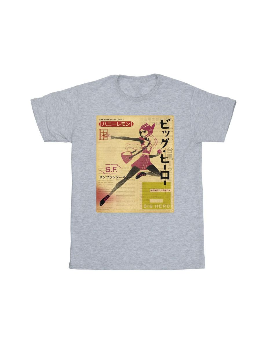 Disney Boys Big Hero 6 Baymax Honey Lemon Newspaper T-Shirt - Sports Grey - 1