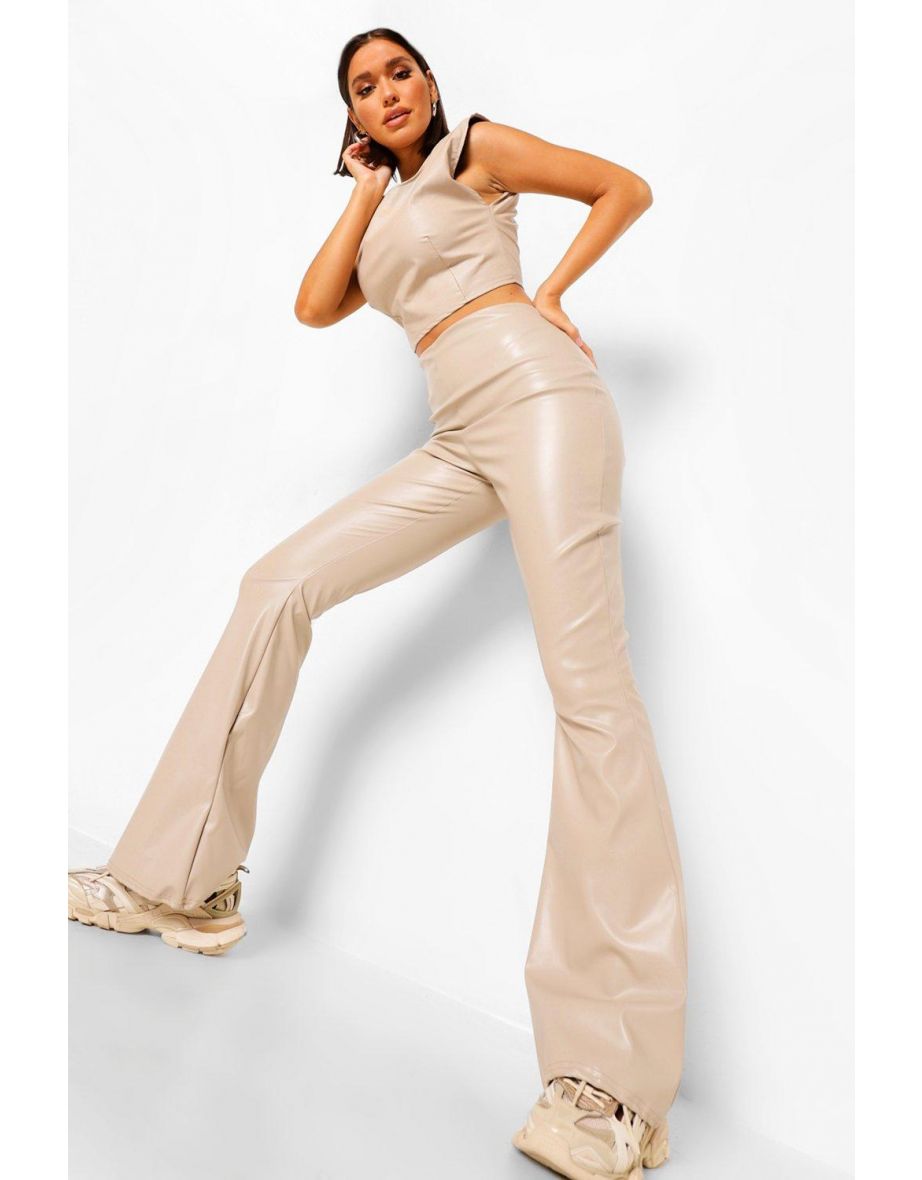 Leather Look PU Flares - stone - 3