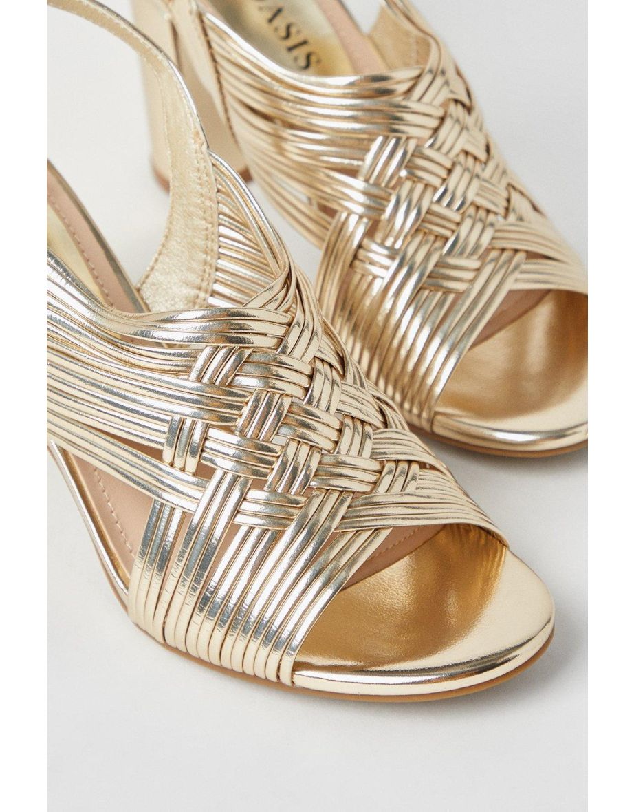 Mercury Multi Woven Strap Sling Block High Block Heel Sandals - 3