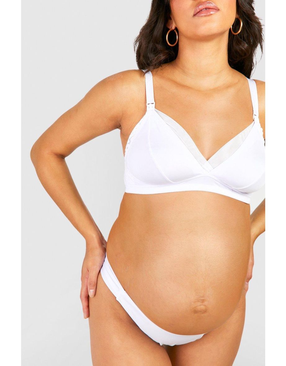 Maternity Mesh Insert Nursing Bra - white - 3