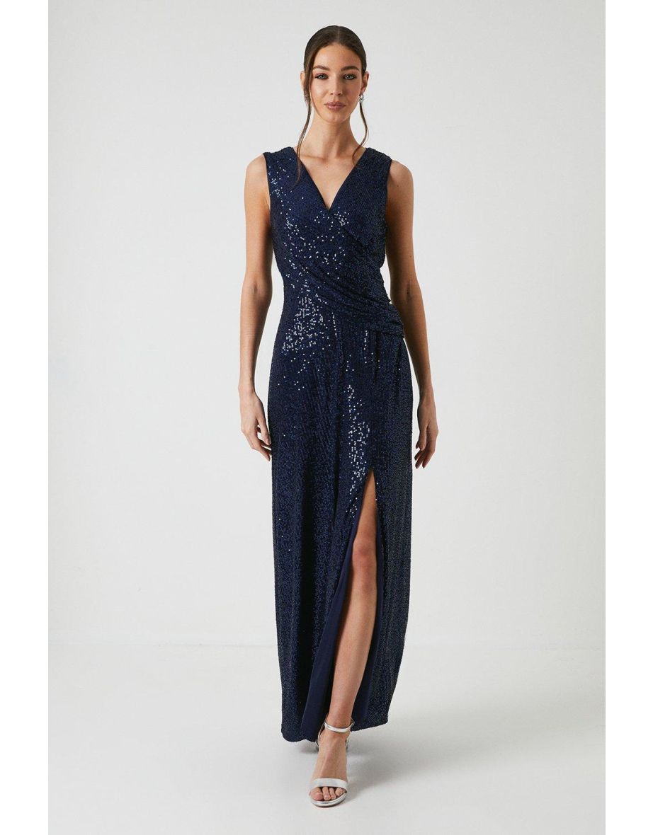Sequin Drape Detail Bridesmaids Dress