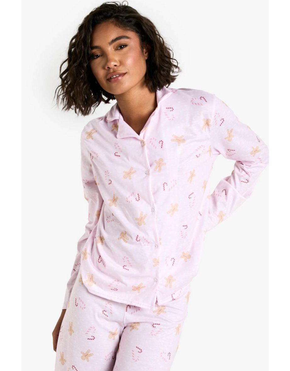 Tall Gingerbread Man Print Pyjama Set - pink - 3