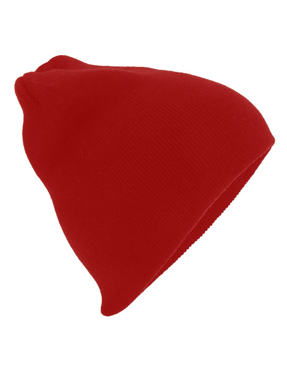Beechfield Plain Basic Knitted Winter Beanie Hat - Classic Red - 1