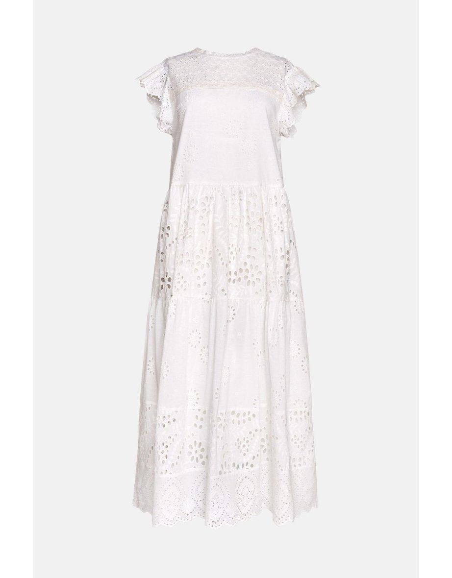 Broderie Mix Tiered Midi Dress - 3