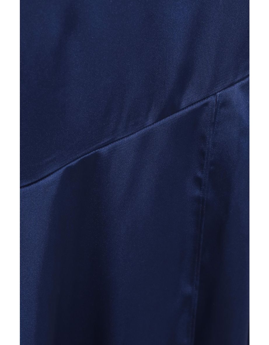 Navy Satin Strappy Maxi Dress - 5