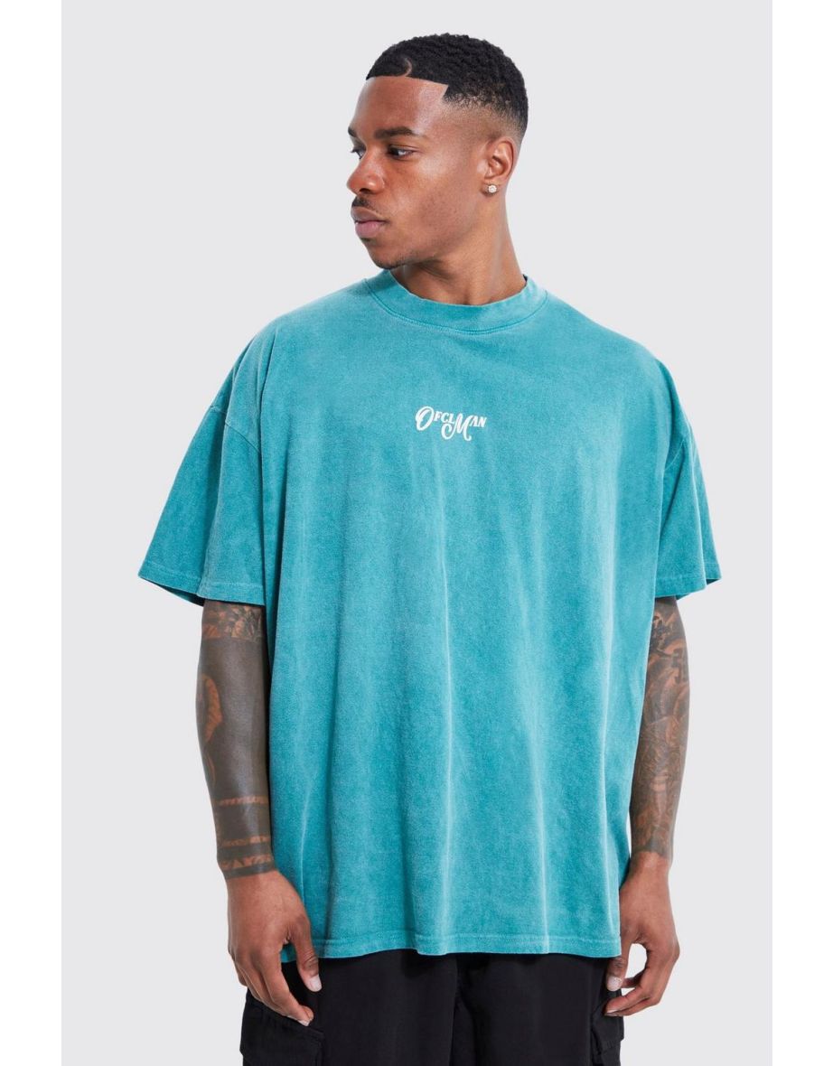 Oversized Overdye Worldwide Floral Graphic T-shirt - dark green - 2
