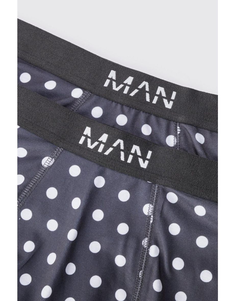 2 Pack Polka Dot Printed Boxers - black - 1
