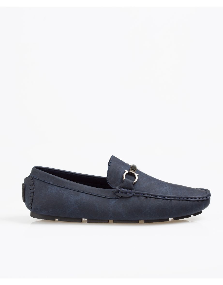 Metallic Buckle Faux Suede Driving Loafers Moccasin Slip On Shoes