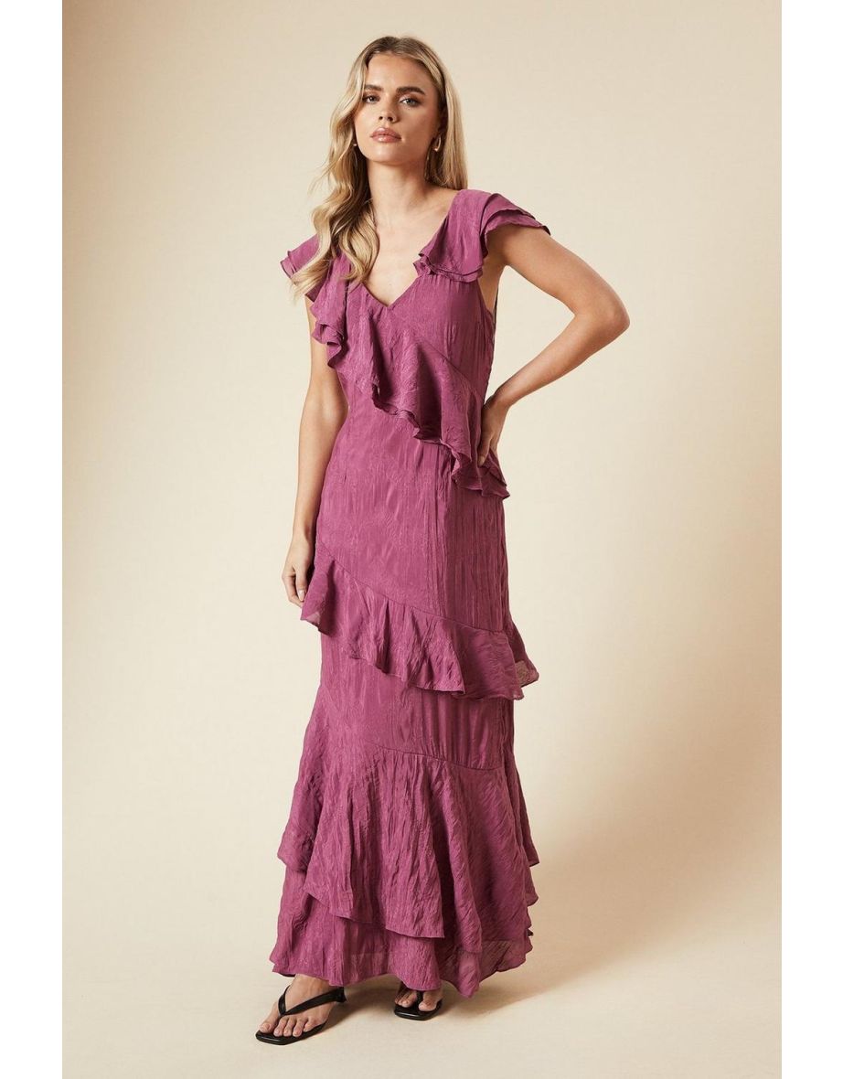 Petite DP Luxe Textured Sleeveless Ruffle Midi Dress