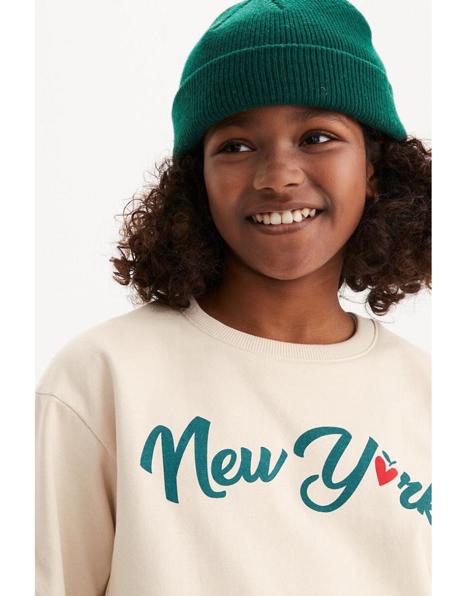 New York Sweatshirt with Crew Neck in Cotton Mix