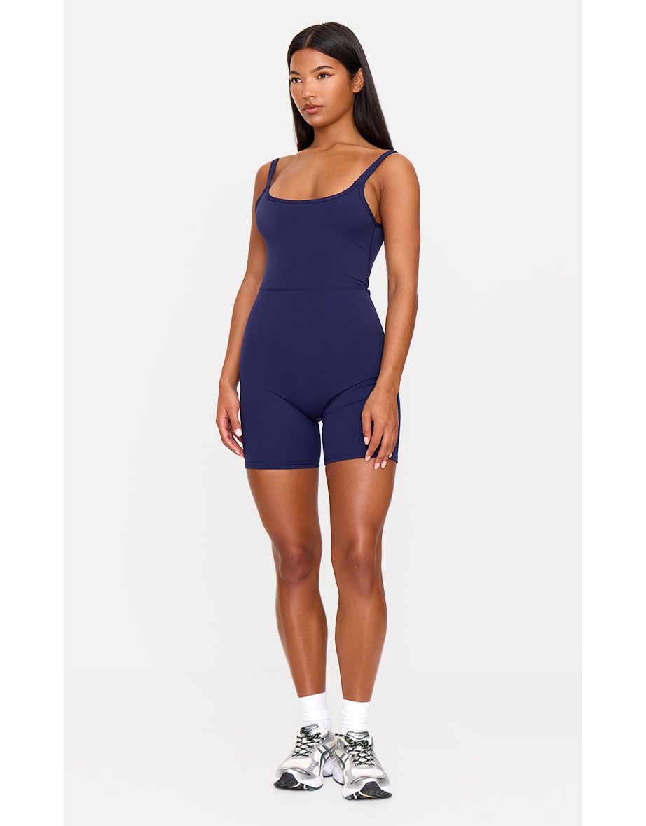 Navy Sculpt Low Back Strappy Unitard