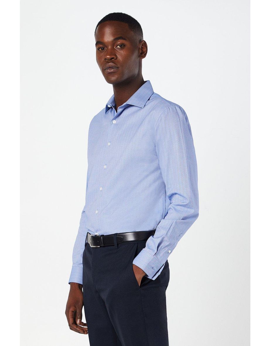 Herringbone Easy Iron Slim Fit Shirt