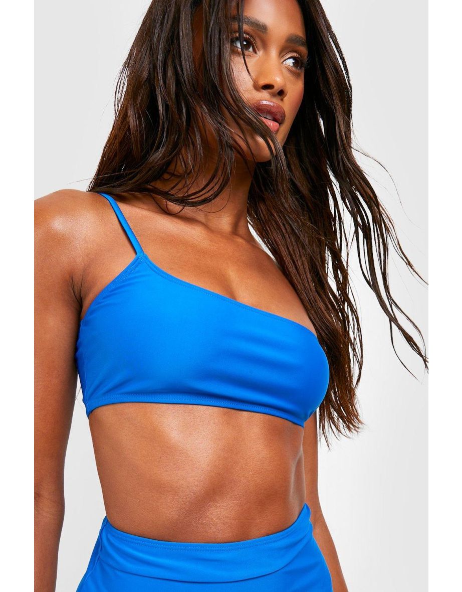 Essentials One Shoulder Strap Bikini Top - electric blue - 2