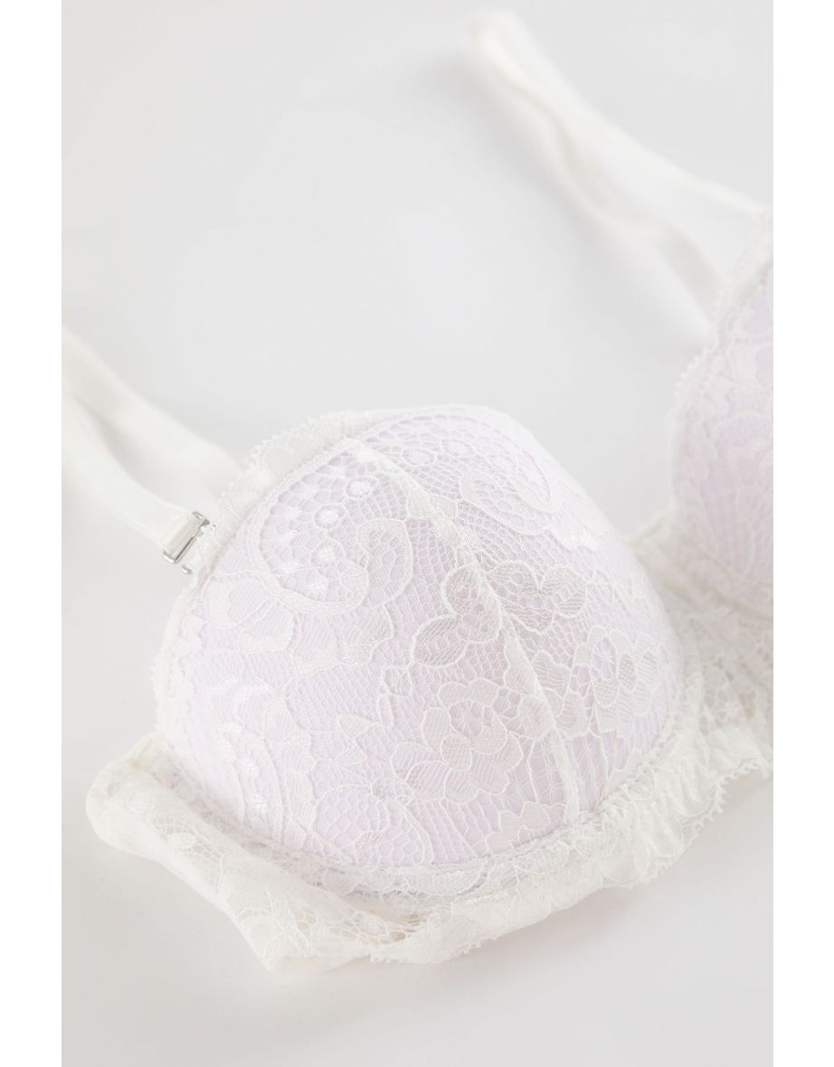 White Lace Rope Strap Push-Up Strapless Bra - 2
